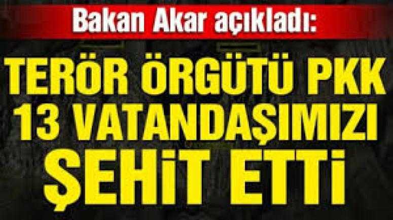 PKK'nın rehin aldığı 13 sivil vatandaşımız şehit oldu